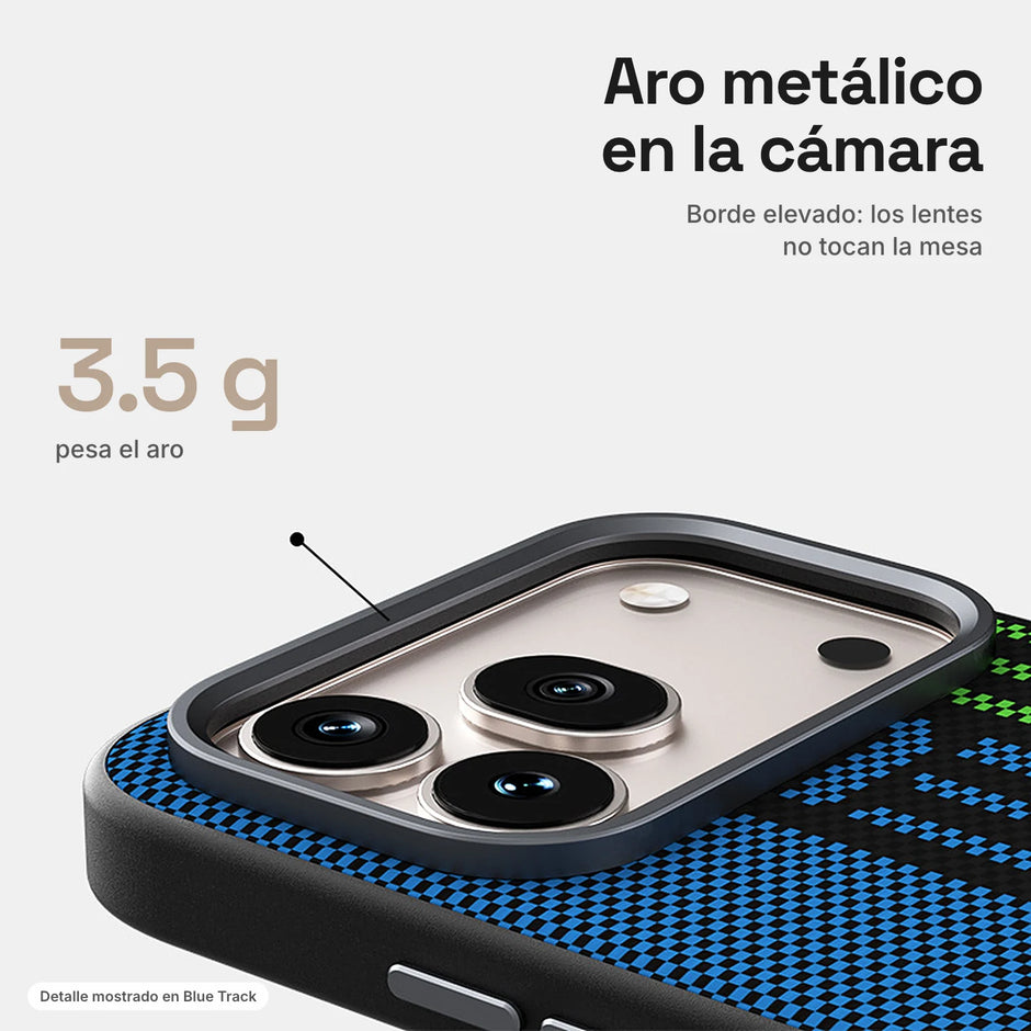 Carbono Deluxe MagSafe: aro metálico elevado que protege la cámara