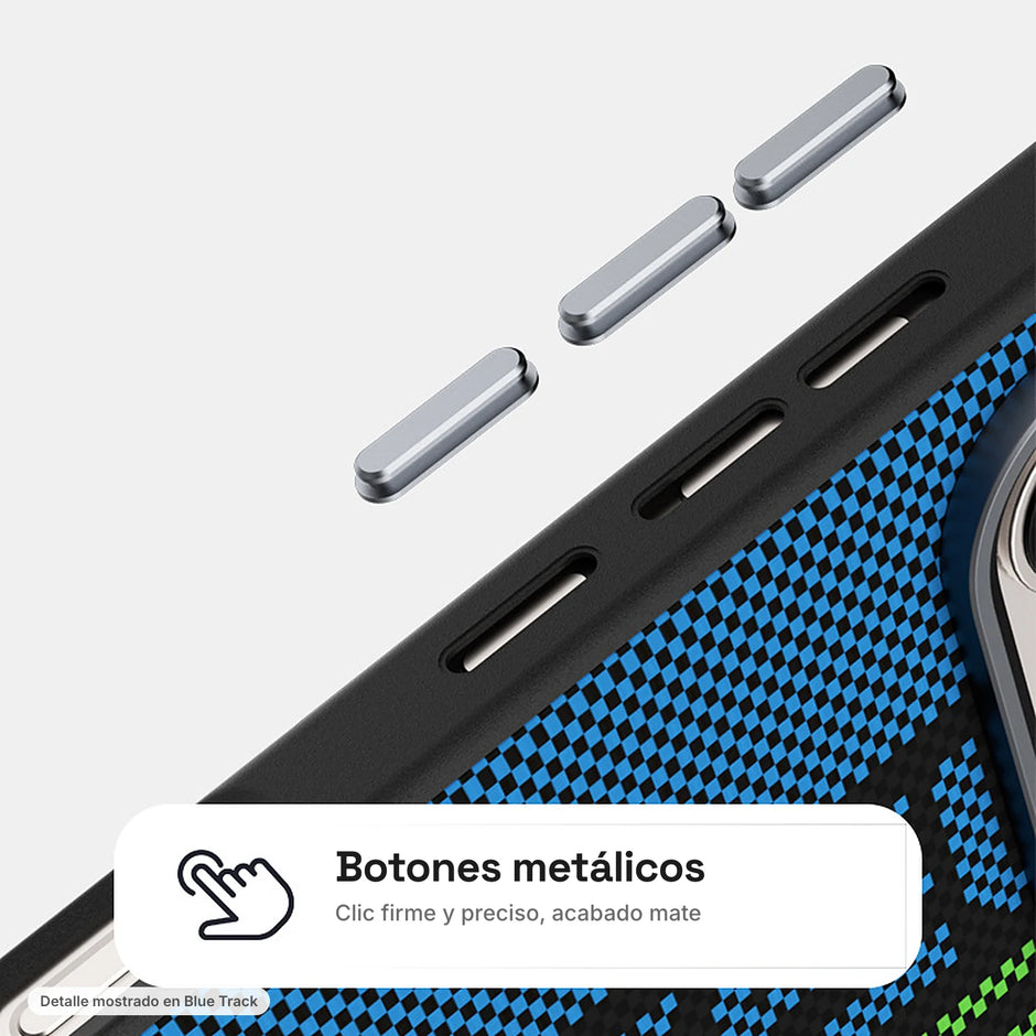 Carbono Deluxe MagSafe: botones metálicos