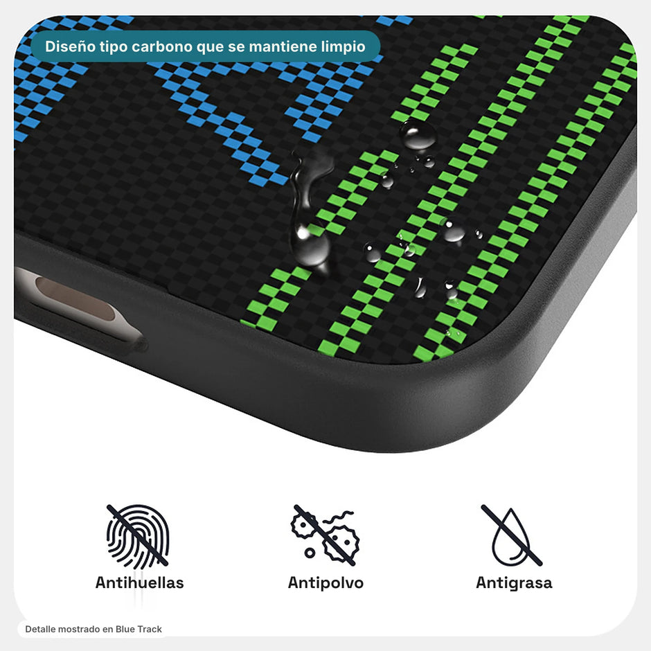 Carbono Deluxe MagSafe: diseño tipo carbono antihuellas, antipolvo y antigrasa