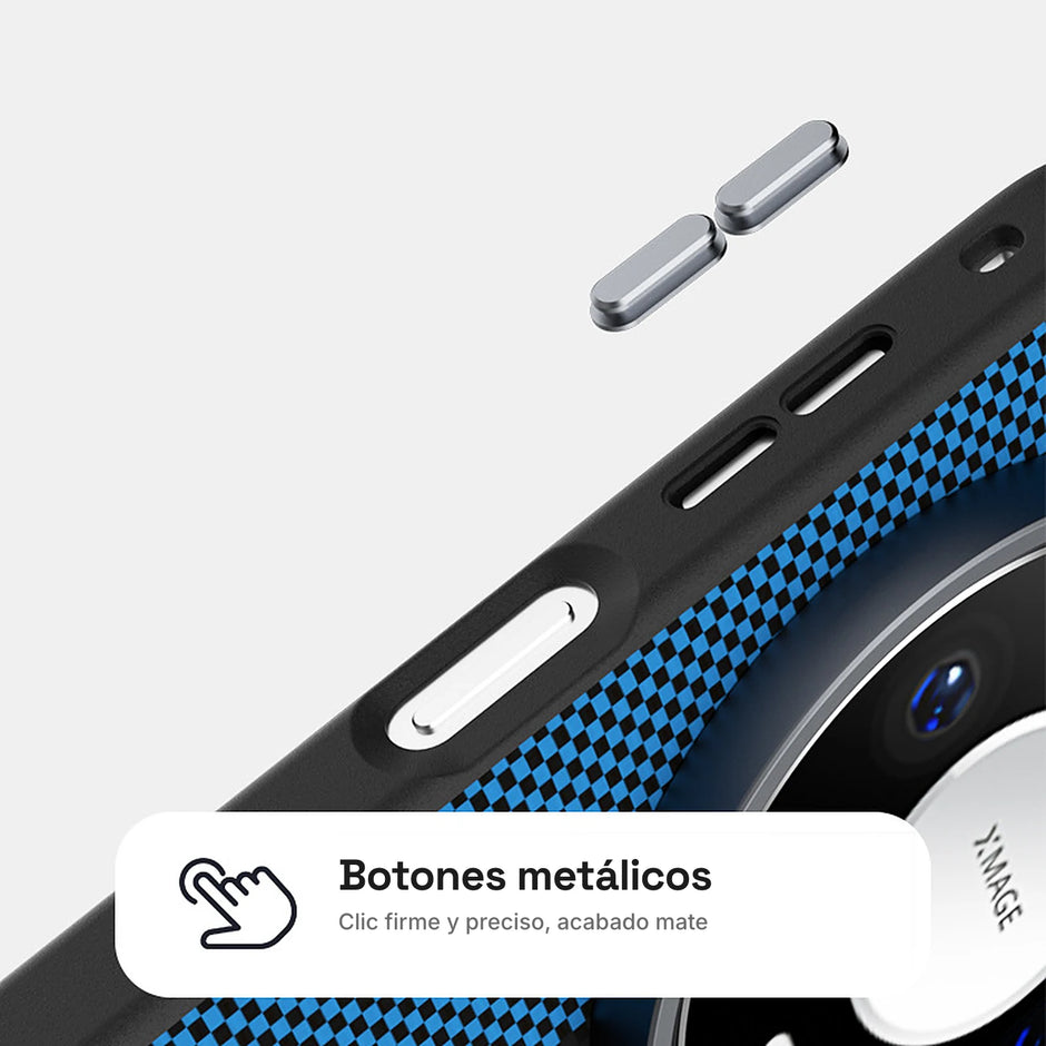 Carbono Deluxe MagSafe: botones metálicos