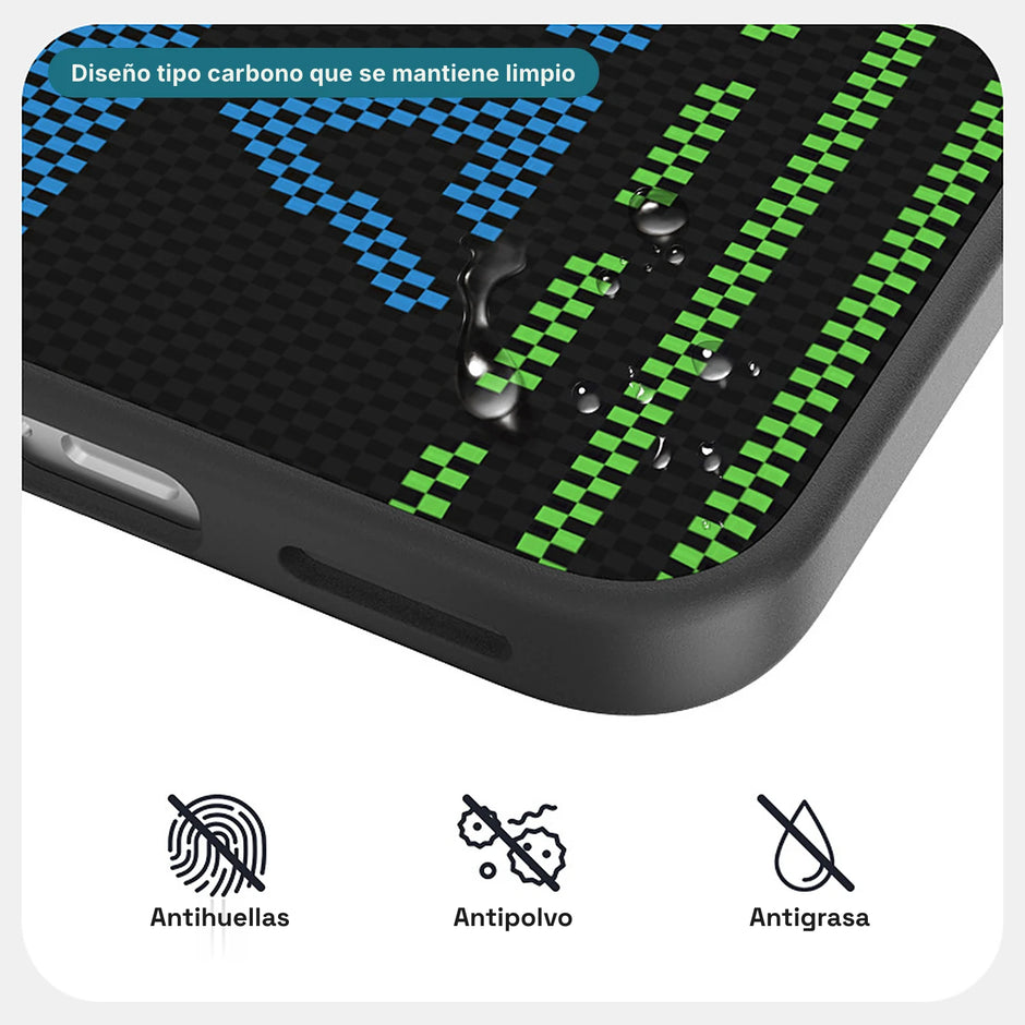 Carbono Deluxe MagSafe: diseño tipo carbono antihuellas, antipolvo y antigrasa