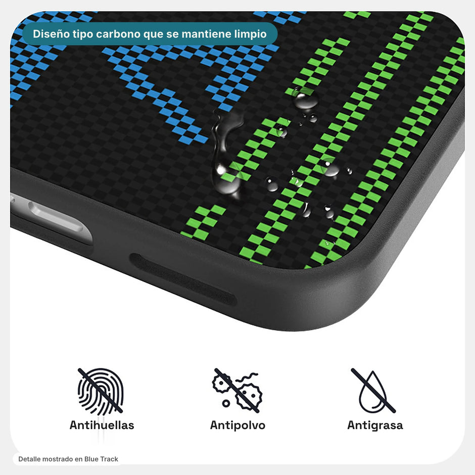Carbono Deluxe MagSafe: diseño tipo carbono antihuellas, antipolvo y antigrasa