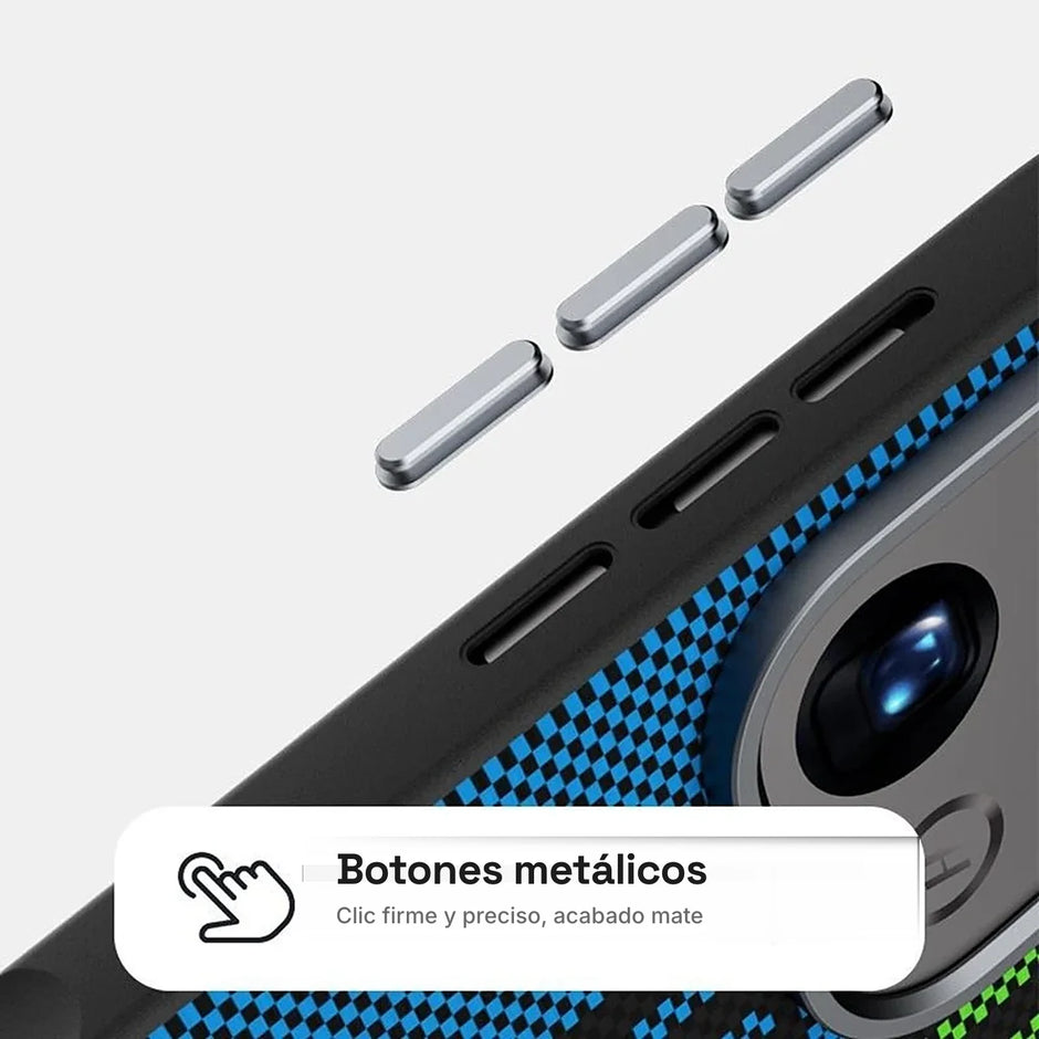 Carbono Deluxe MagSafe: botones metálicos