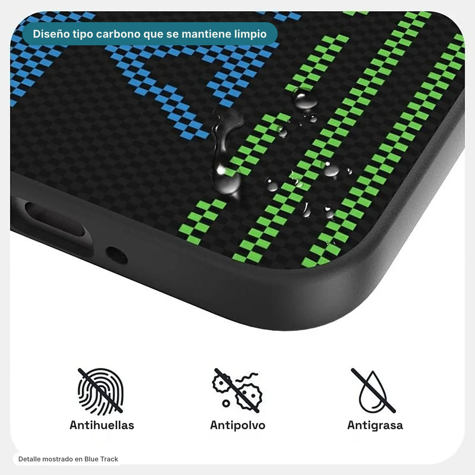Carbono Deluxe MagSafe: diseño tipo carbono antihuellas, antipolvo y antigrasa