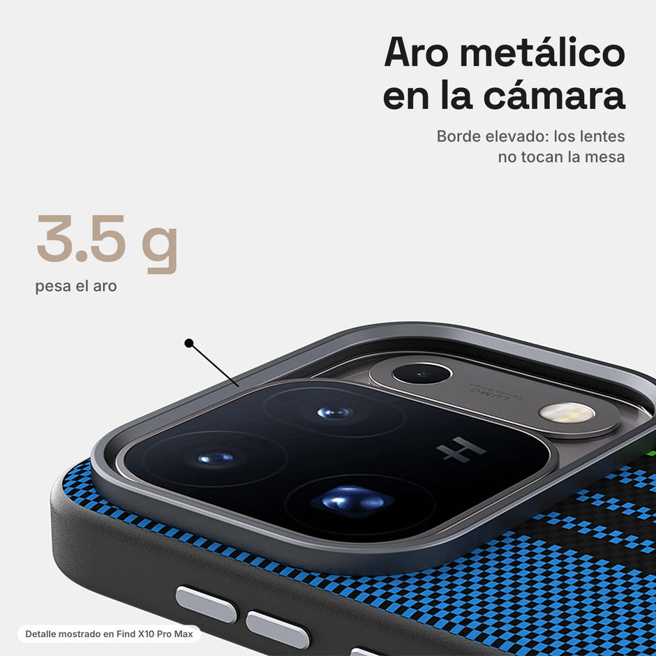 Carbono Deluxe MagSafe: aro metálico elevado que protege la cámara