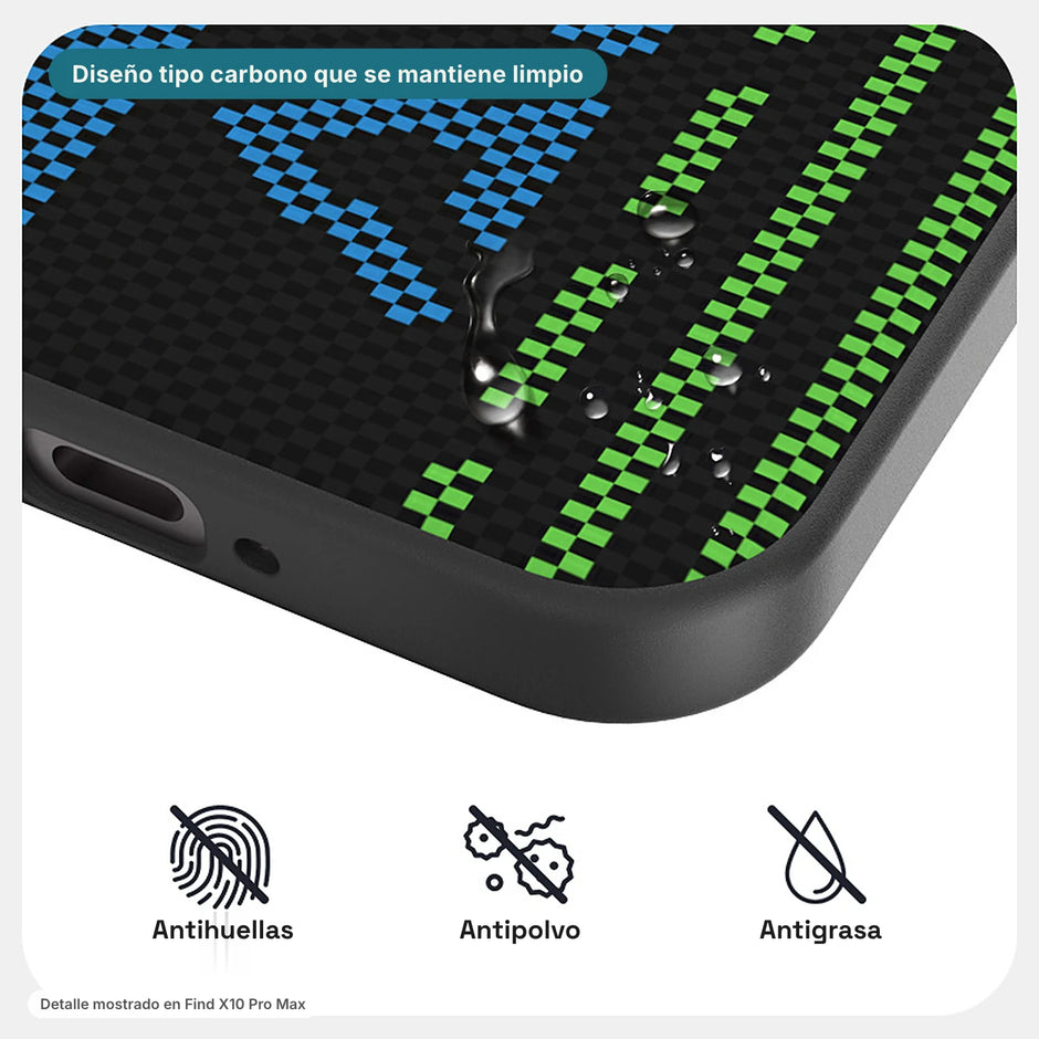 Carbono Deluxe MagSafe: diseño tipo carbono antihuellas, antipolvo y antigrasa