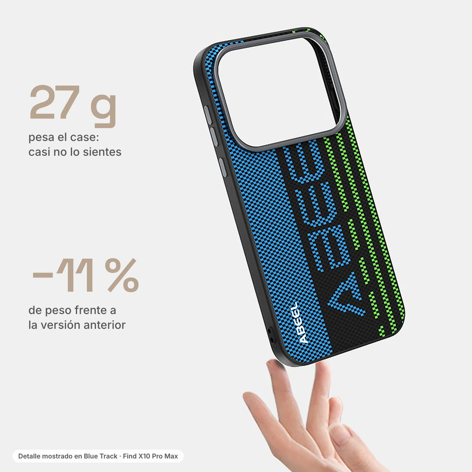 Carbono Deluxe MagSafe: case ligero de 27 g en la mano