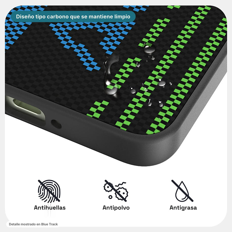 Carbono Deluxe MagSafe: diseño tipo carbono antihuellas, antipolvo y antigrasa