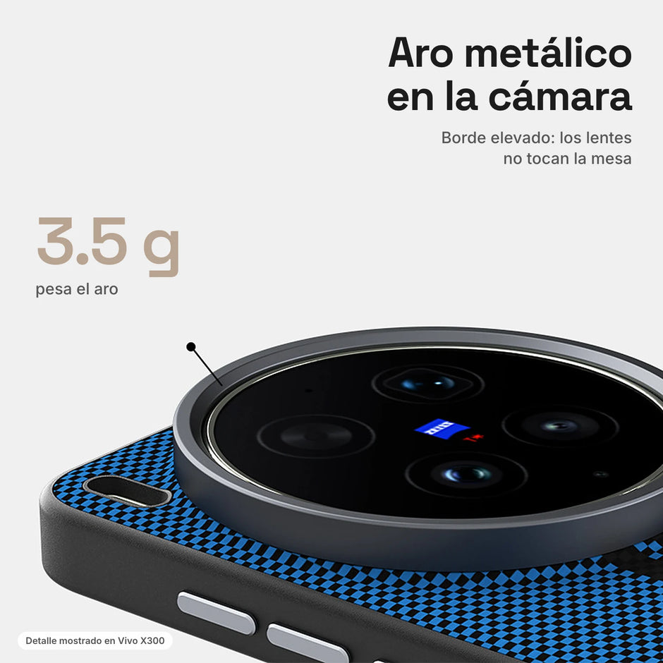 Carbono Deluxe MagSafe: aro metálico elevado que protege la cámara