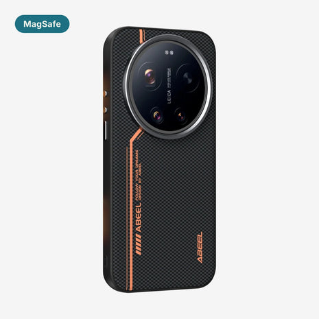 Case Carbono Deluxe MagSafe Xiaomi 17 Ultra Bronze Elite: funda con imanes MagSafe y diseño tipo carbono