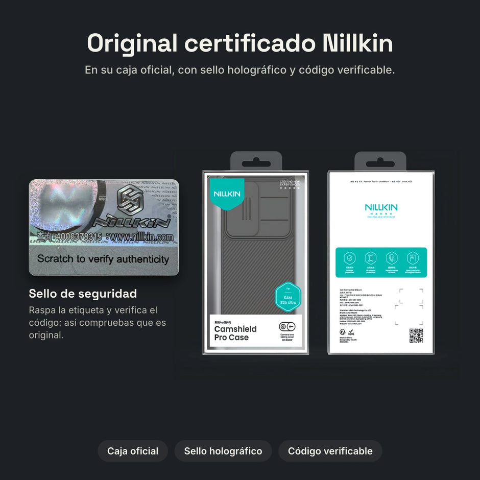 Caja oficial Nillkin con sello de autenticidad – Case Nillkin CamShield Pro Galaxy S25 Ultra | Negro Clásico