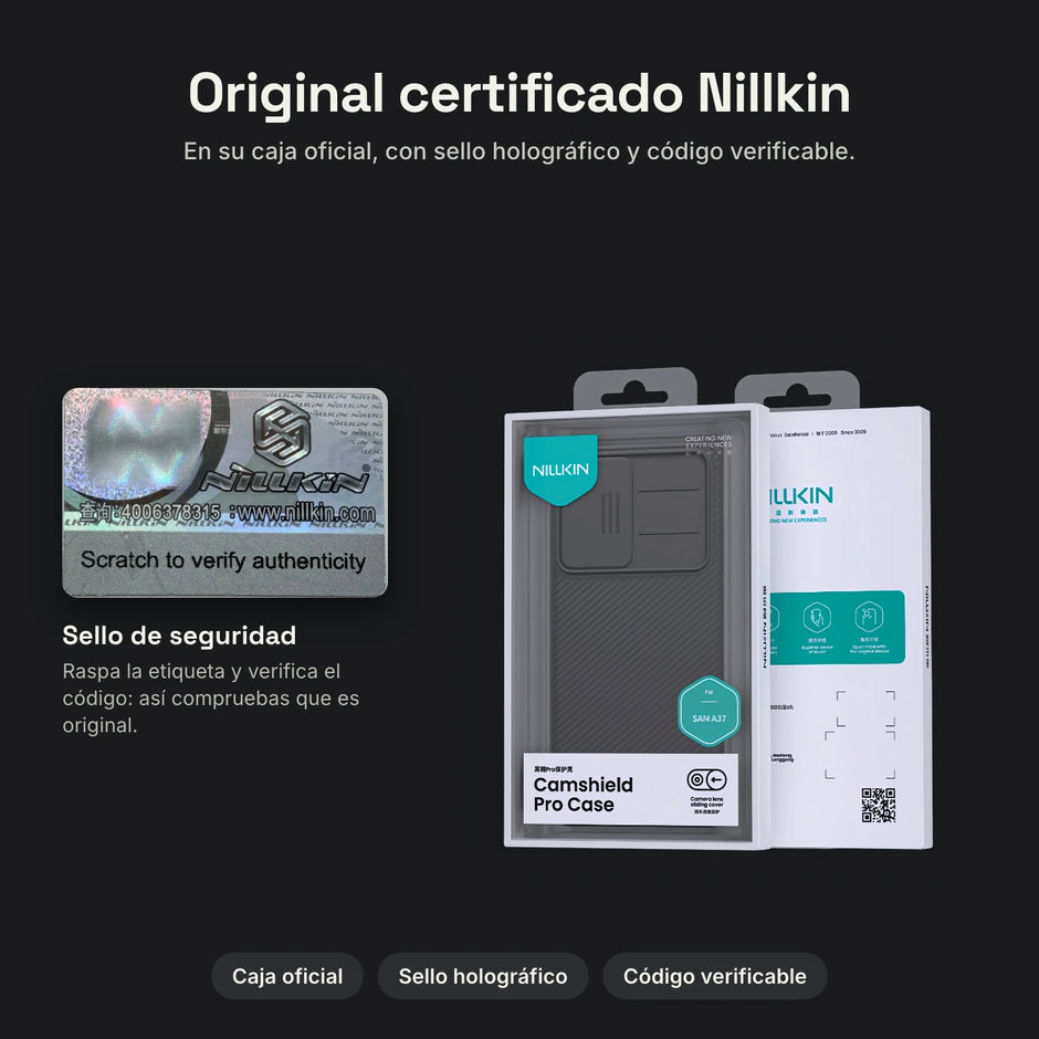 Caja oficial Nillkin con sello de autenticidad – Case Nillkin CamShield Pro Galaxy A37 | Negro