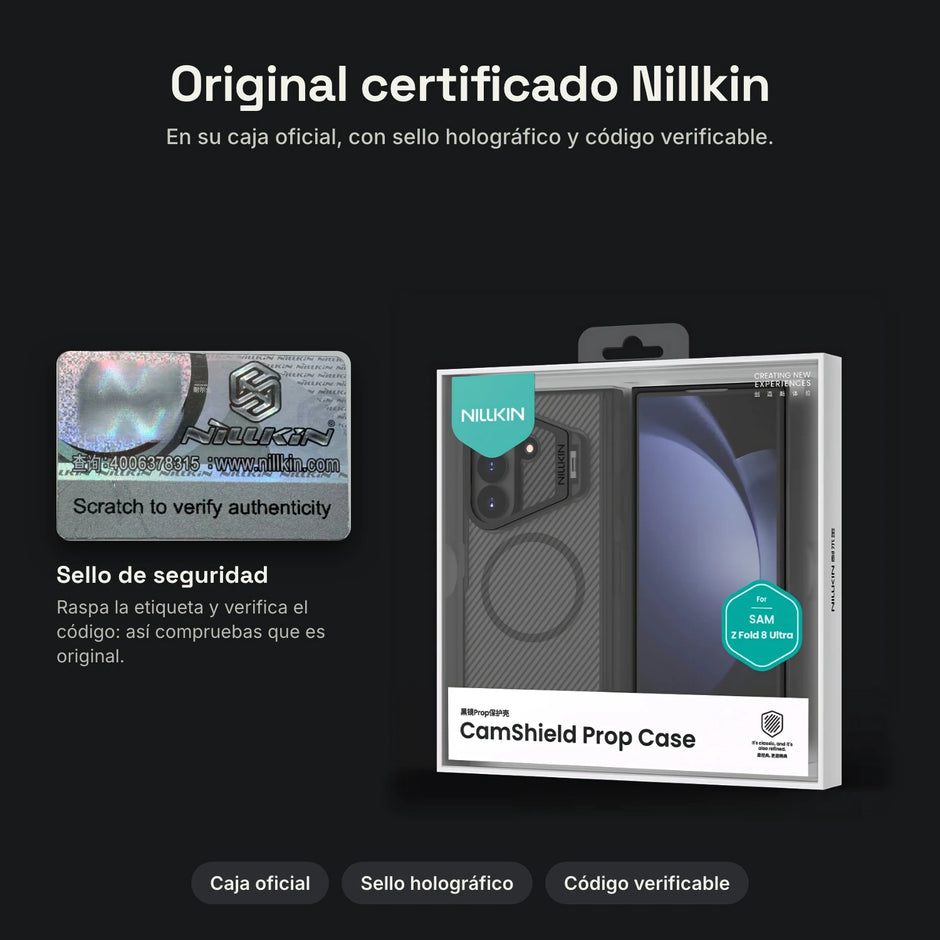 Caja oficial Nillkin con sello de autenticidad – Case Nillkin CamShield CamProp Magnética con Lápiz Galaxy Z Fold 8 Ultra | Negro Translúcido