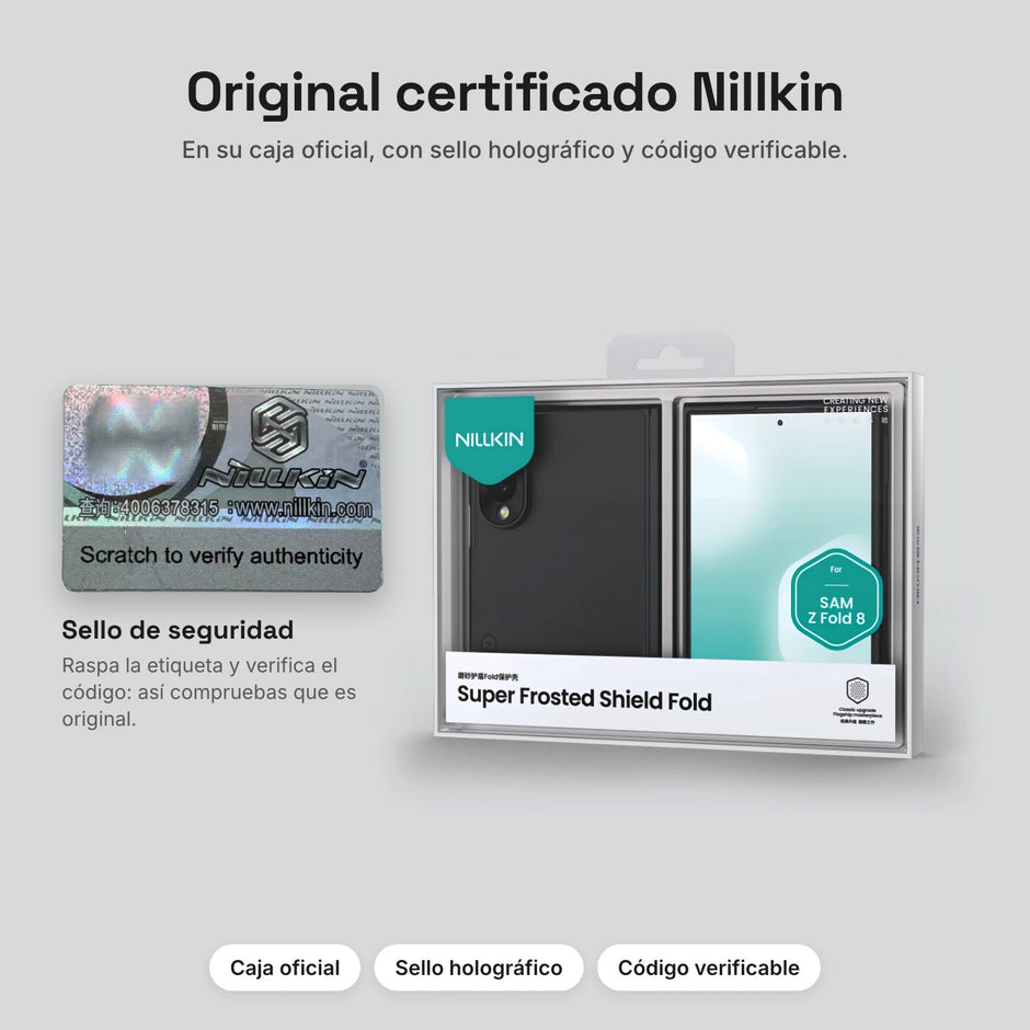 Caja oficial Nillkin con sello de autenticidad – Case Nillkin Super Frosted Shield Fold Magnética Galaxy Z Fold 8 | Negro Transparente