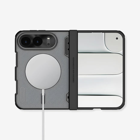 Case Nillkin Super Frosted Shield Fold Magnética iPhone Duo Negro Translúcido 1