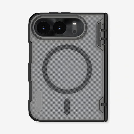 Case Nillkin Super Frosted Shield Fold Magnética iPhone Duo Negro Translúcido 2