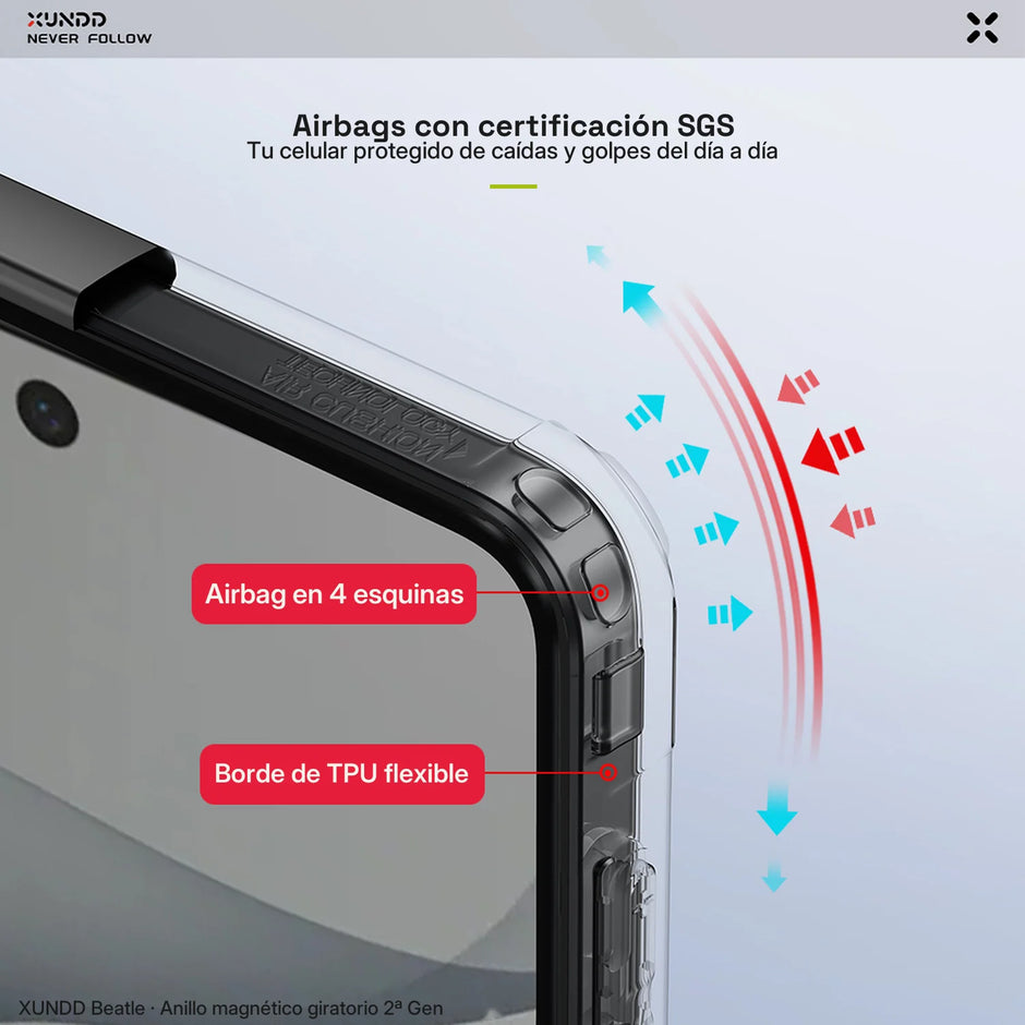 Case Xundd Beatle con Anillo Magnético Giratorio 360 2ª Gen Galaxy Z Flip 8