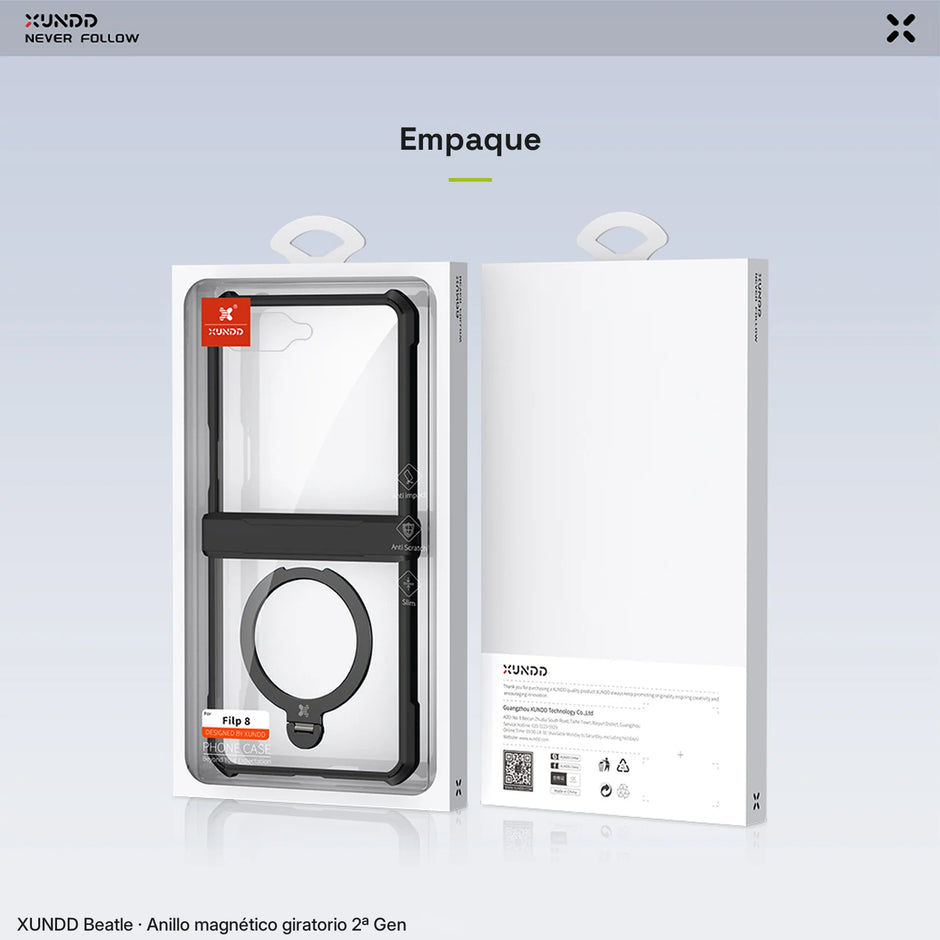 Case Xundd Beatle con Anillo Magnético Giratorio 360 2ª Gen Galaxy Z Flip 8