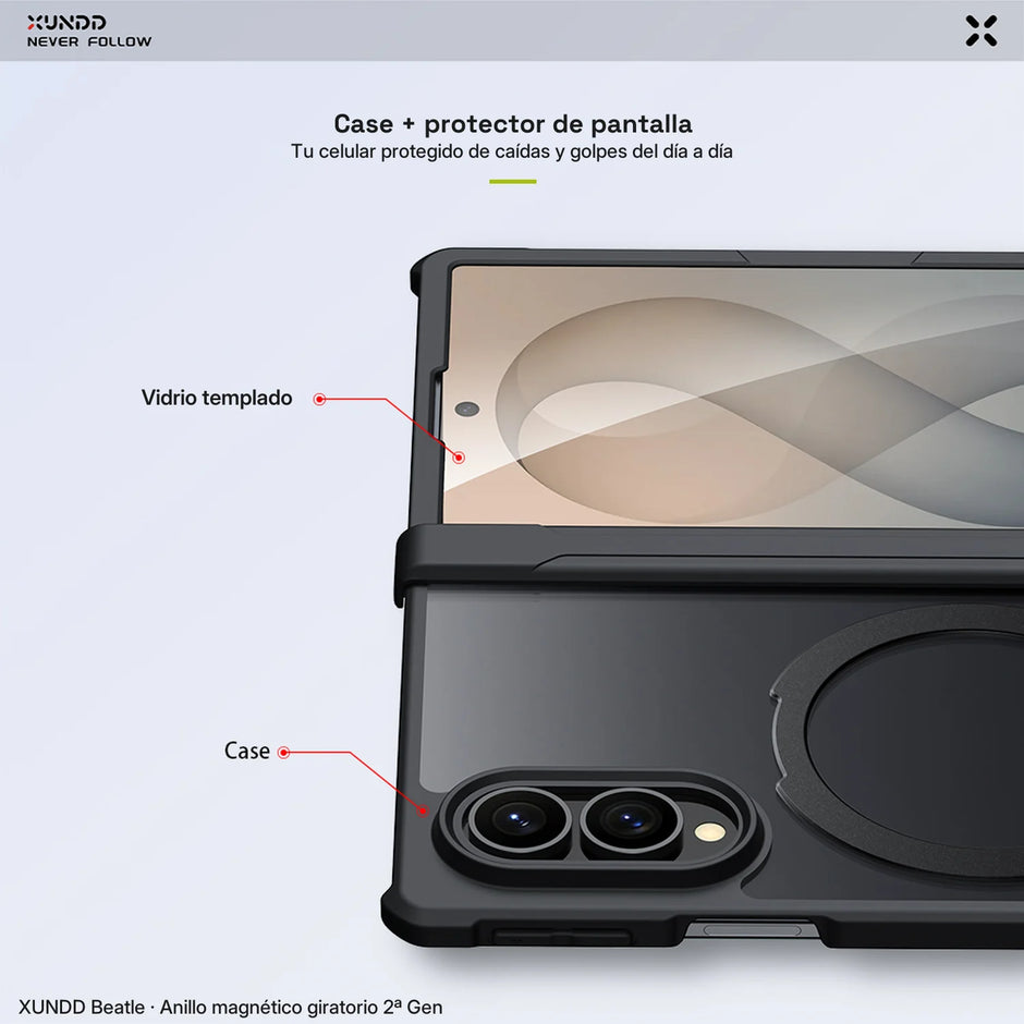 Case Xundd Beatle con Anillo Magnético Giratorio 360 2ª Gen Galaxy Z Fold 8