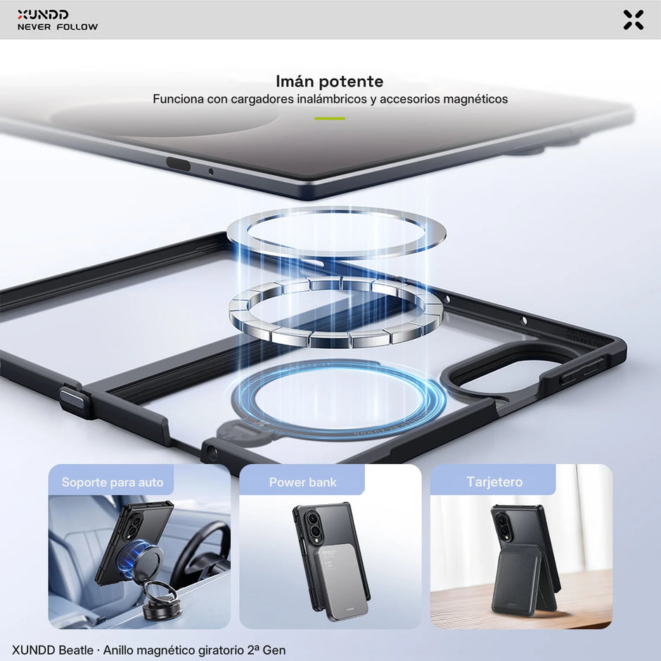 Case Xundd Beatle con Anillo Magnético Giratorio 360 2ª Gen Galaxy Z Fold 8
