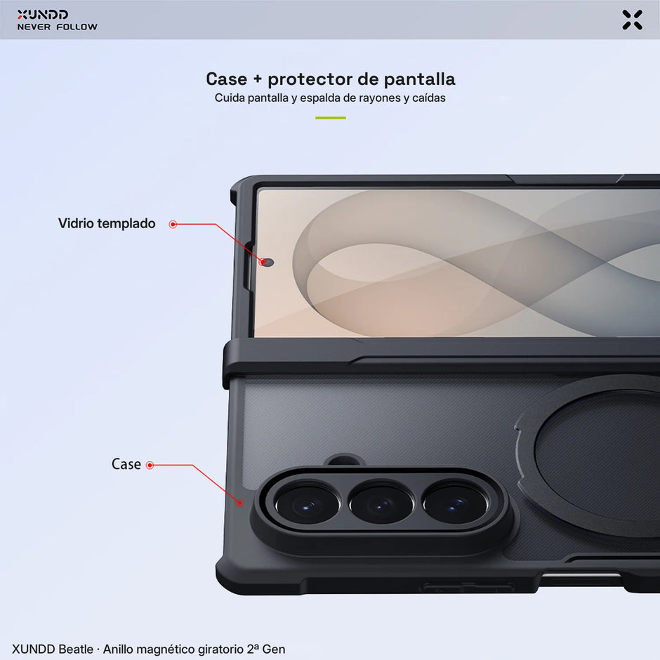 Case Xundd Beatle con Anillo Magnético Giratorio 360 2ª Gen Galaxy Z Fold 8 Ultra