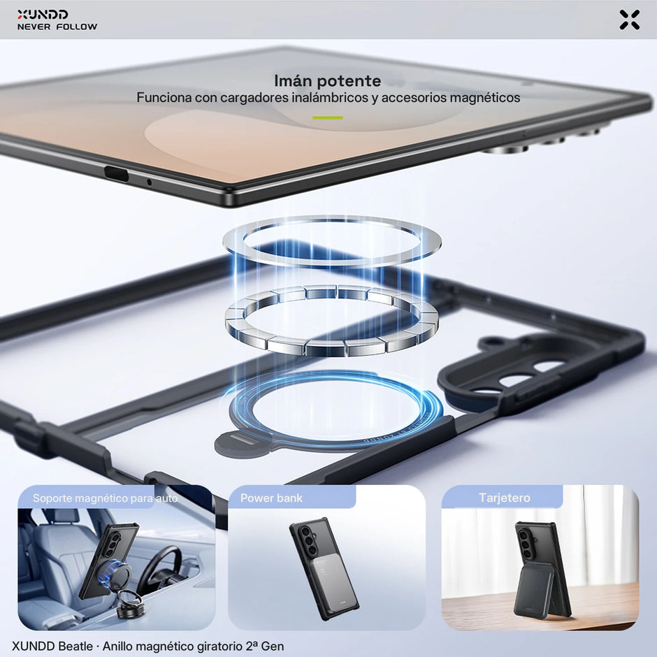 Case Xundd Beatle con Anillo Magnético Giratorio 360 2ª Gen Galaxy Z Fold 8 Ultra