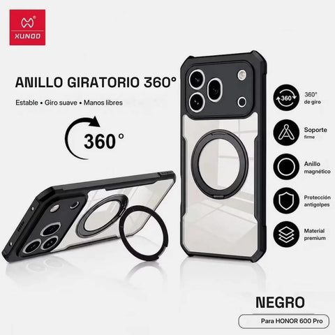 Case Xundd Beatle con Anillo Magnético Giratorio 360 Honor 600 Pro