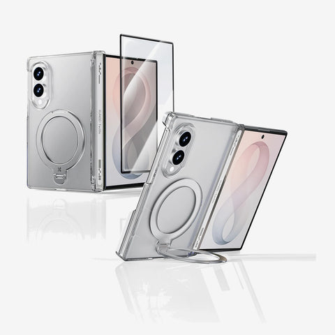 Case Xundd Transparente con Anillo Magnético Giratorio + Vidrio Galaxy Z Fold 8