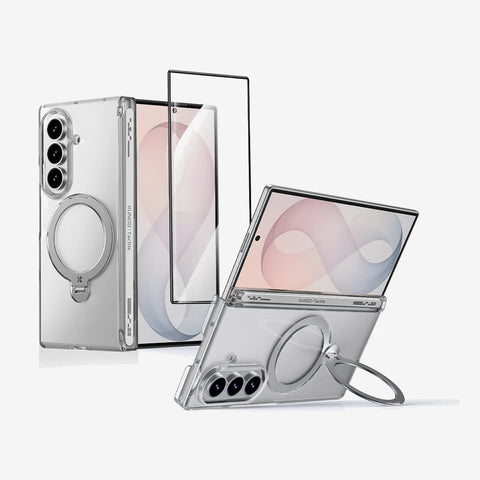 Case Xundd Transparente con Anillo Magnético Giratorio + Vidrio Galaxy Z Fold 8 Ultra