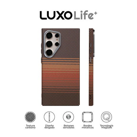 Case Ultra Delgado con Diseño Fibra de Carbono para Galaxy S24 Ultra | Luxo Naranaja 03