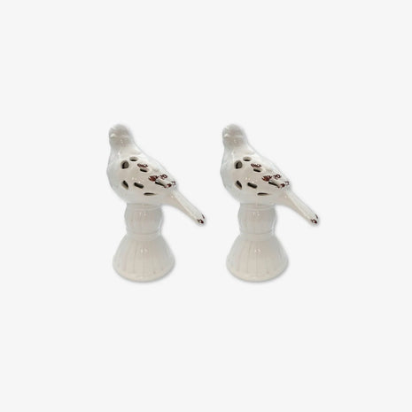 Adorno par de paloma de porcelana