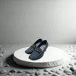 Zapatos Mocasin para mujer con taco color acero con detalle
