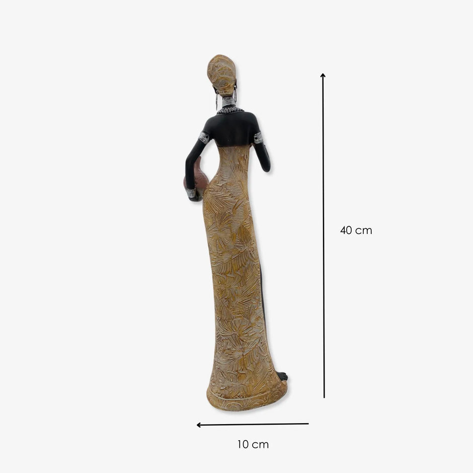 Figura Africana de Pie Poliresina vestido amarillo