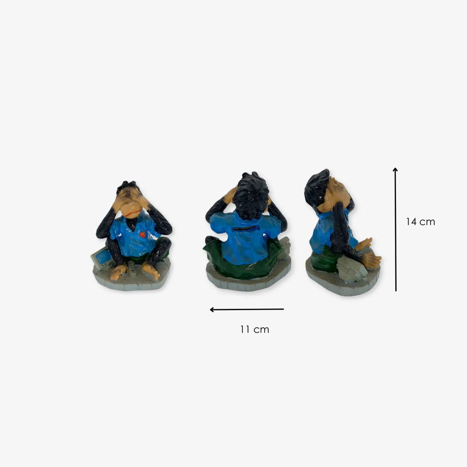 Juego de Mono ciego, sordo y mudo adorno de ceramica