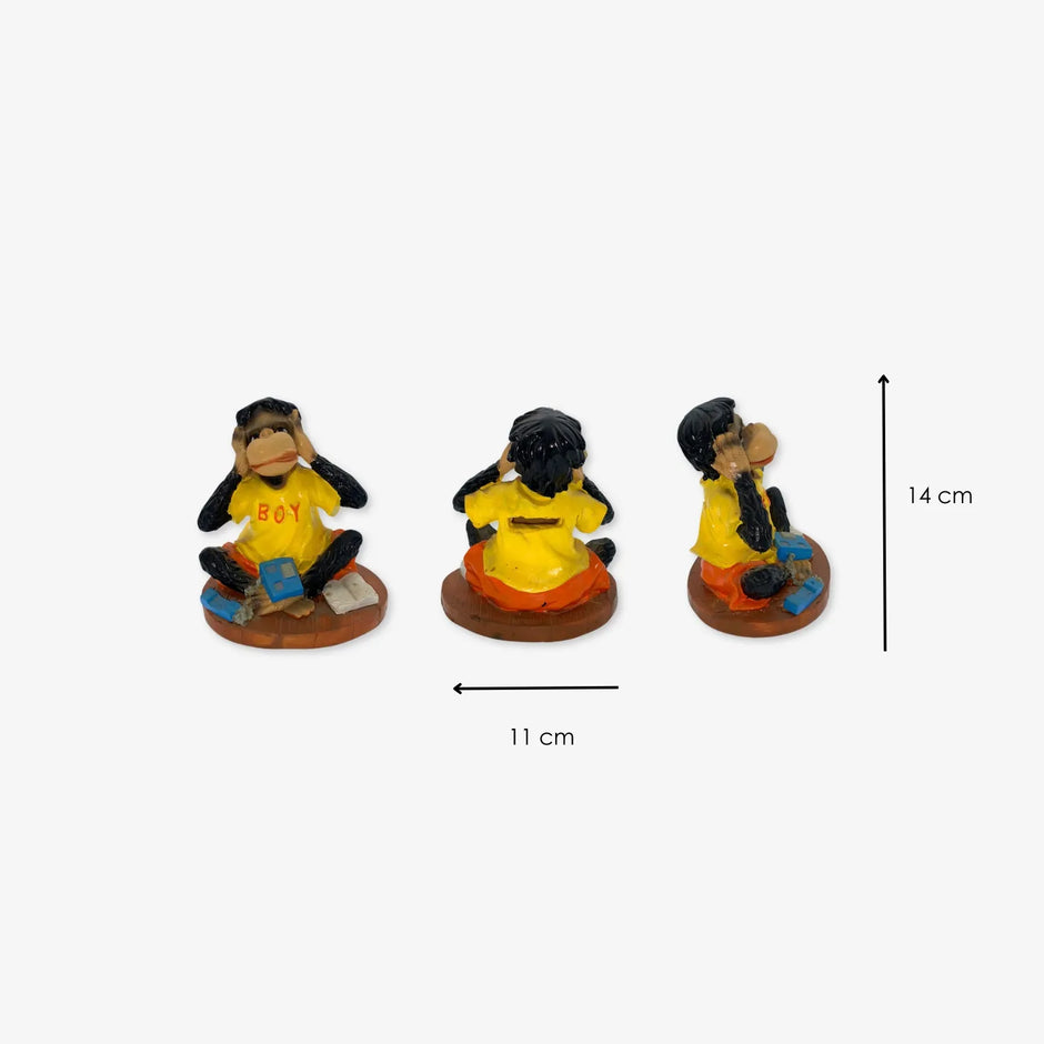 Juego de Mono ciego, sordo y mudo adorno de ceramica