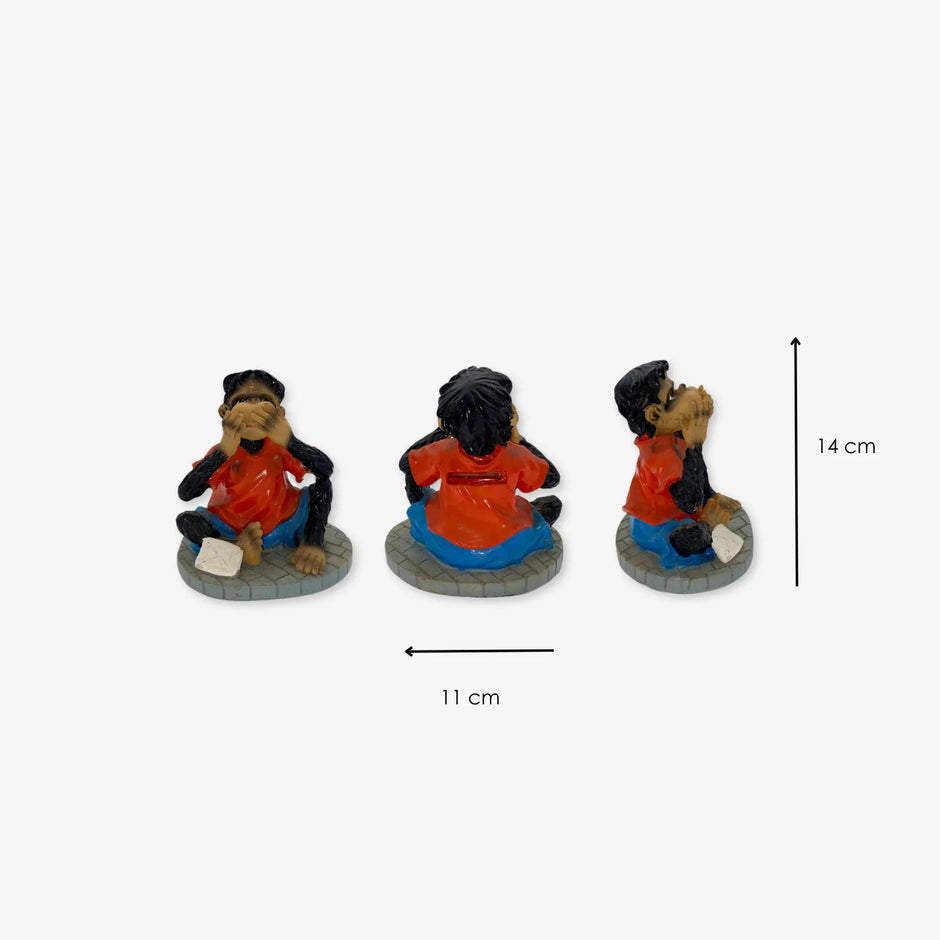 Juego de Mono ciego, sordo y mudo adorno de ceramica