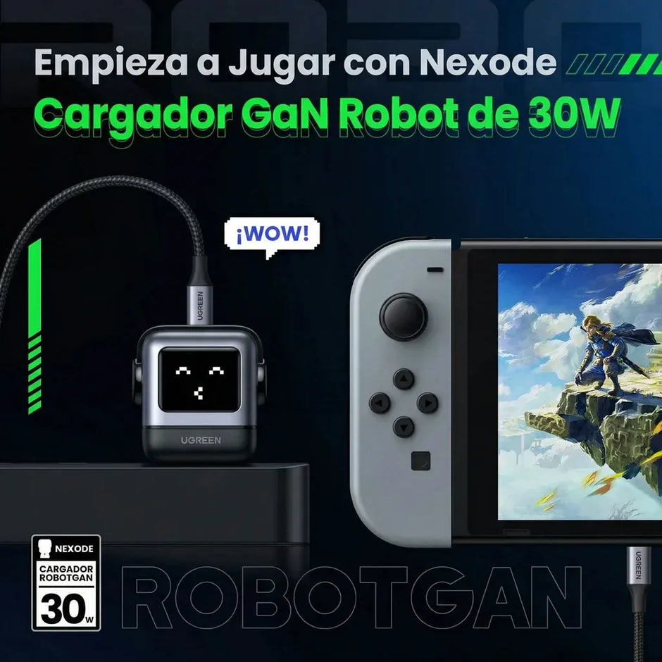 Cargador UGREEN Uno Robot GaN 30W USB-C - Space Gray