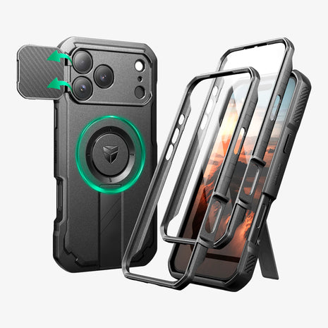 Case Dexnor Armor 360° - iPhone 17 Pro (con Mica) | Negro