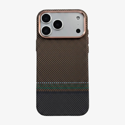 Case Luxo Diseño Fibra de Carbono iPhone 17 Pro Max ( Aurora ) ( Marrón)