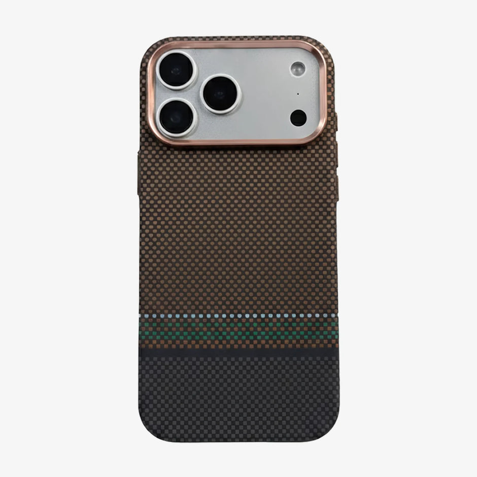 Case Luxo Diseño Fibra de Carbono iPhone 17 Pro Max ( Aurora ) ( Marrón)