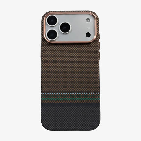 Case Luxo Diseño Fibra de Carbono iPhone 17 Pro Max ( Aurora ) ( Marrón)