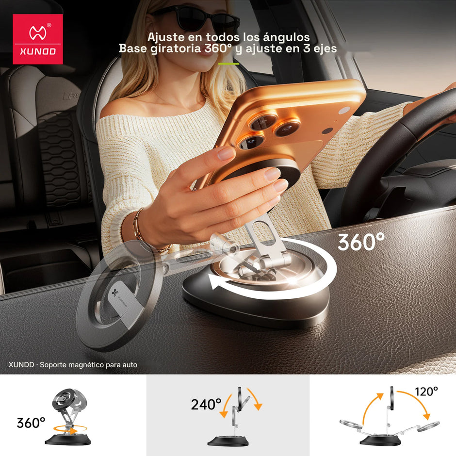 Soporte Magnético para Auto Xundd Plegable y Giratorio