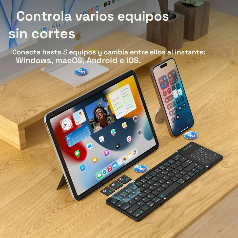 Teclado Bluetooth Plegable Nillkin Cube Pocket con Touchpad Negro Bosque Profundo 3