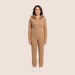 Conjunto Tejido Mujer con Capucha Peluche - Camel